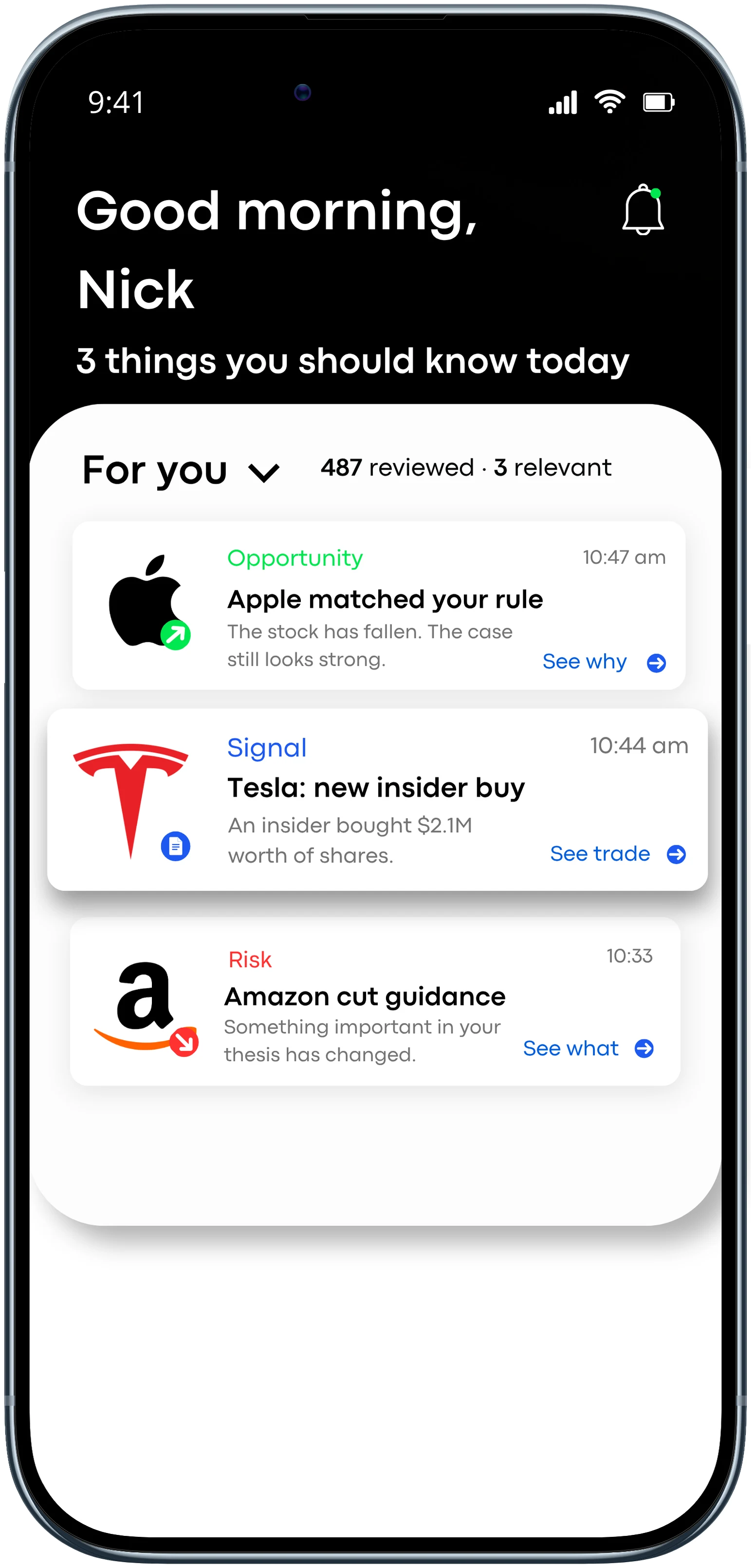 The Fincharter app on a phone
